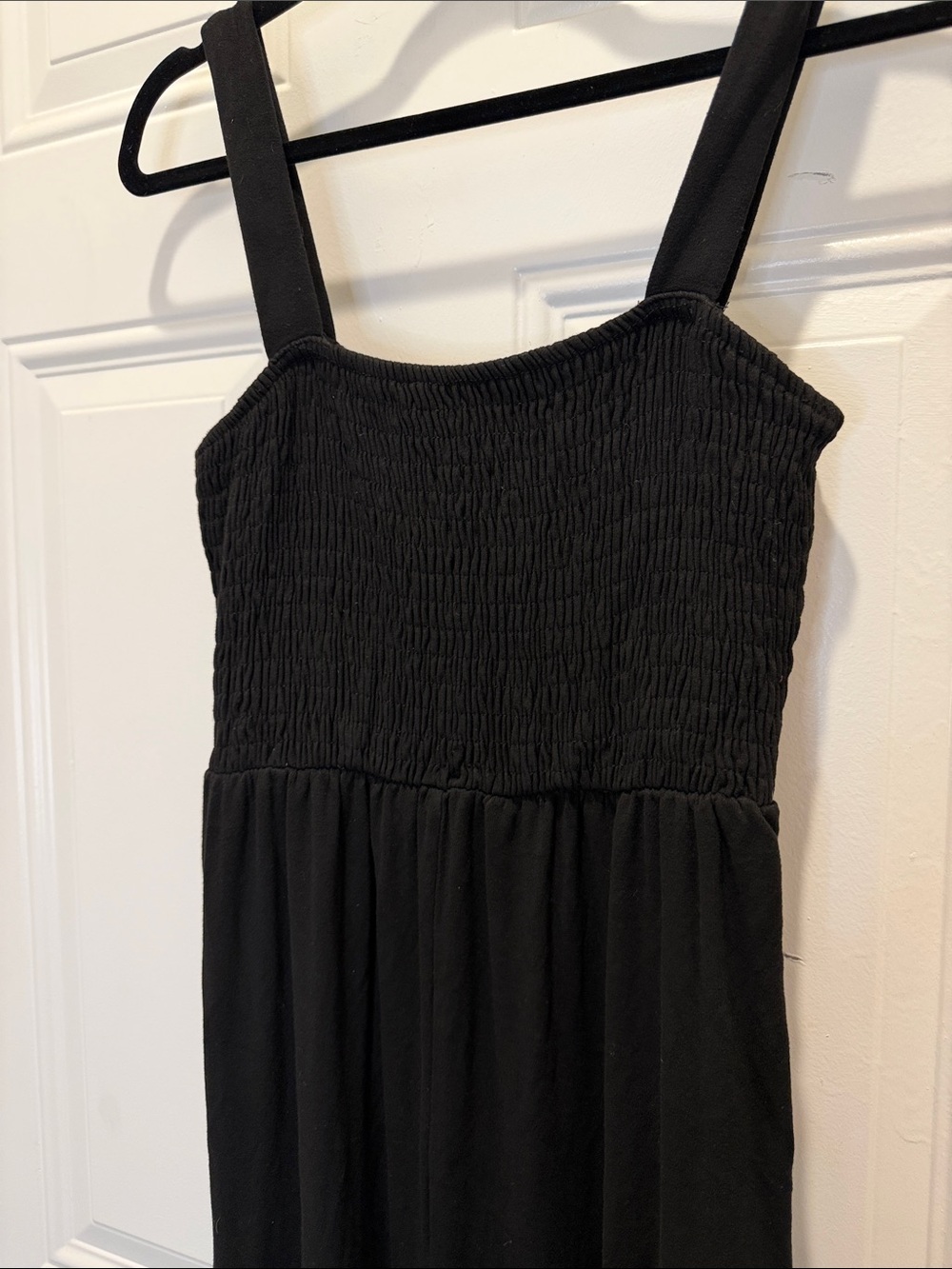 Black Smocked Wide-Strap Jumpsuit - Picture 2 of 5